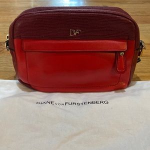Diane von furstenburg mini bag with long and short handle, two tone red